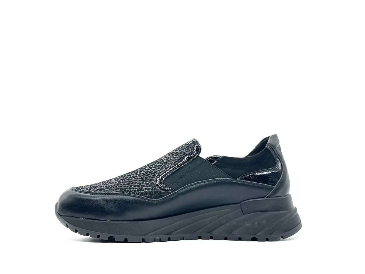 Donna Serena scarpa slip on donna pelle nera plantare morbido estraibile in Sneaker casual Calzature Durello - Agna, commercioVirtuoso.it