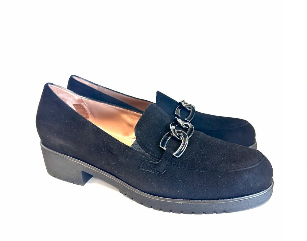 comfort Mocassino donna in camoscio nero C3I2417 tacco 20 - 4