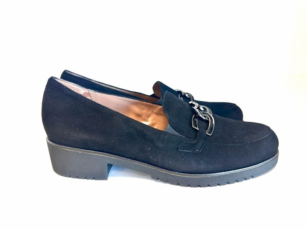 comfort Mocassino donna in camoscio nero C3I2417 tacco 20 in Loafer e mocassini Calzature Durello - Agna, commercioVirtuoso.it