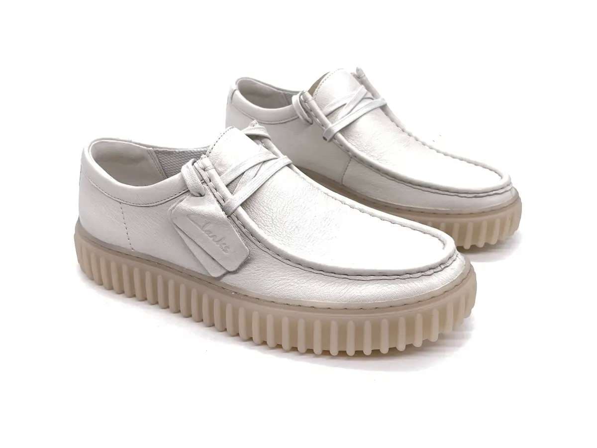 CLARKS TORHILL LO Stringata uomo in pelle bianca in Scarpe stringate basse Calzature Durello - Agna, commercioVirtuoso.it