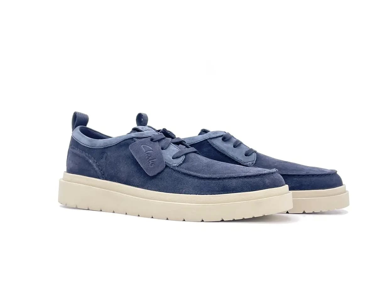 CLARKS POLDEN MOC scarpe uomo in pelle nabuk blu - 6