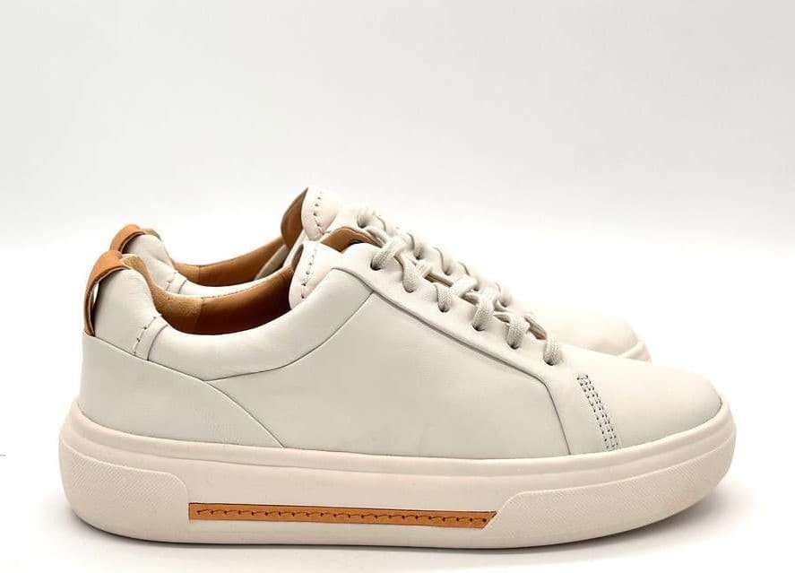 CLARKS Sneakers donna Hollyhock Walk in pelle off white in Sneaker casual Calzature Durello - Agna, commercioVirtuoso.it