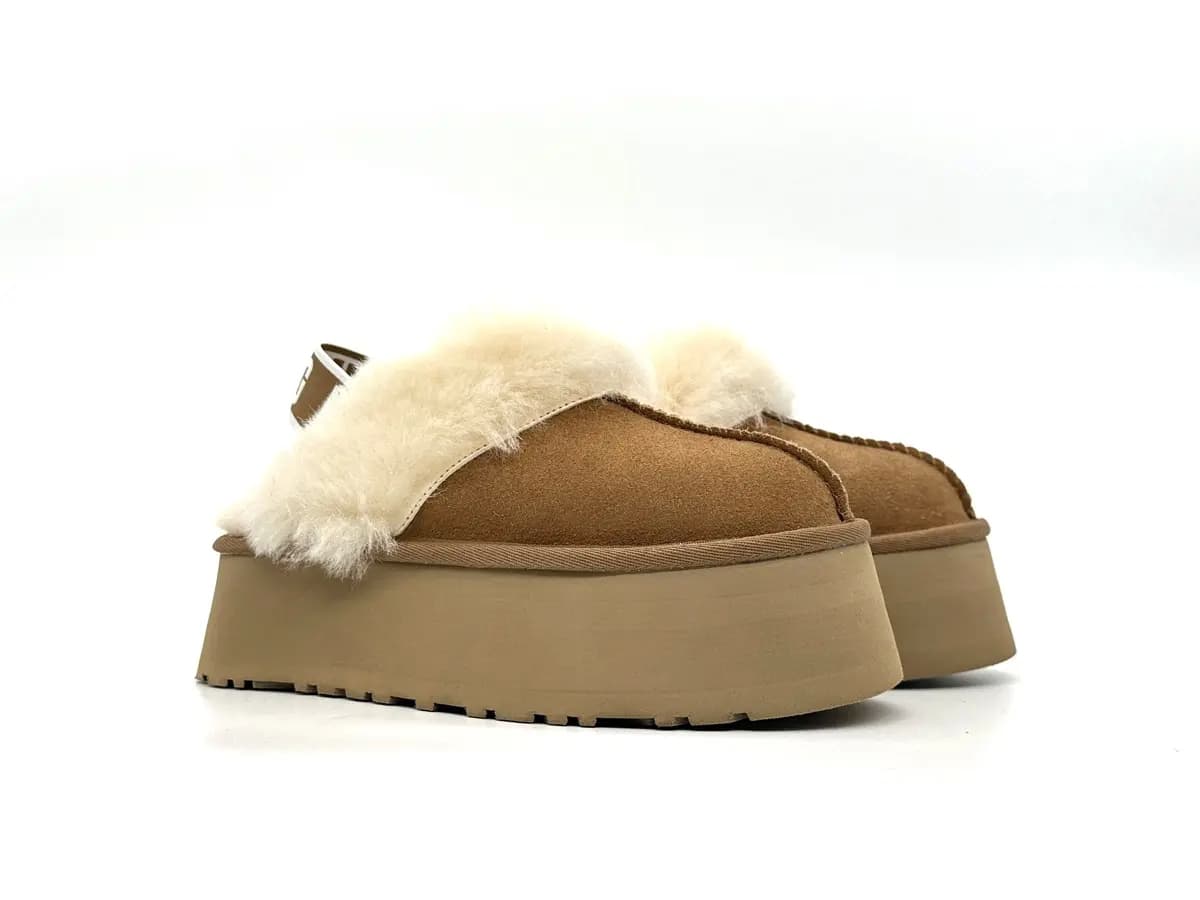UGG ciabatte donna scamosciate cuoio platform foderate lana cinturino logo - 7