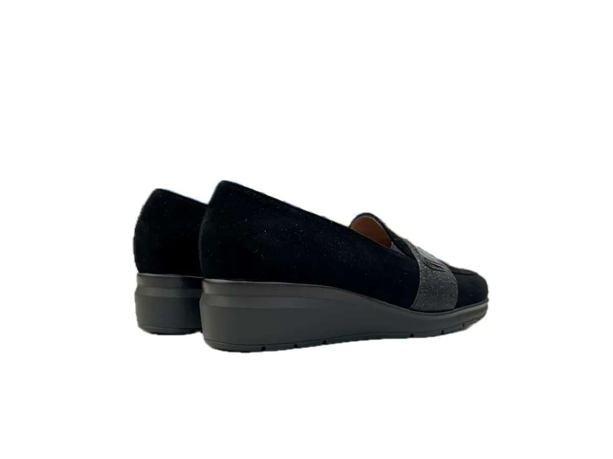 comfort Mocassini donna camoscio nero in Loafer e mocassini Calzature Durello - Agna, commercioVirtuoso.it