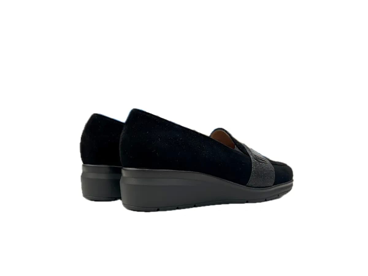comfort Mocassini donna camoscio nero in Loafer e mocassini Calzature Durello - Agna, commercioVirtuoso.it