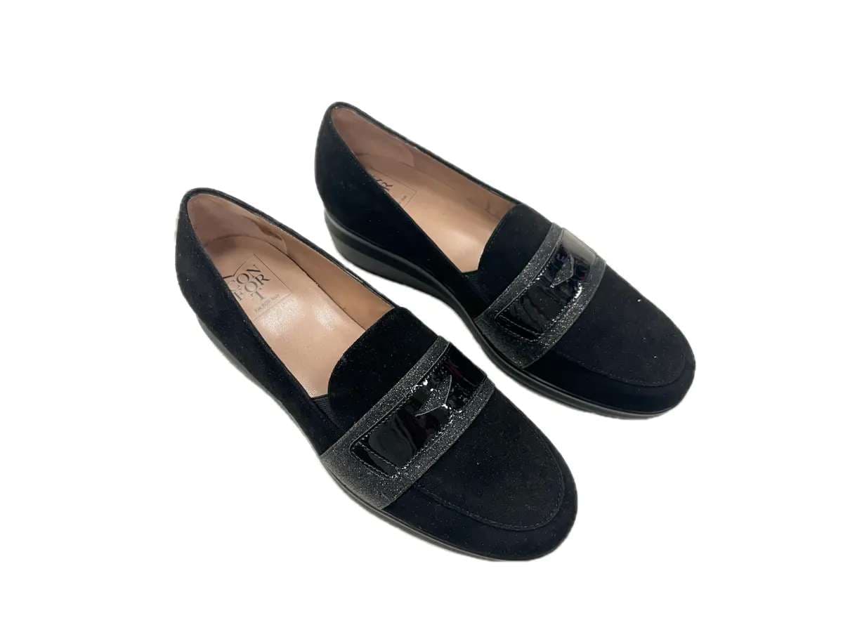comfort Mocassini donna camoscio nero in Loafer e mocassini Calzature Durello - Agna, commercioVirtuoso.it