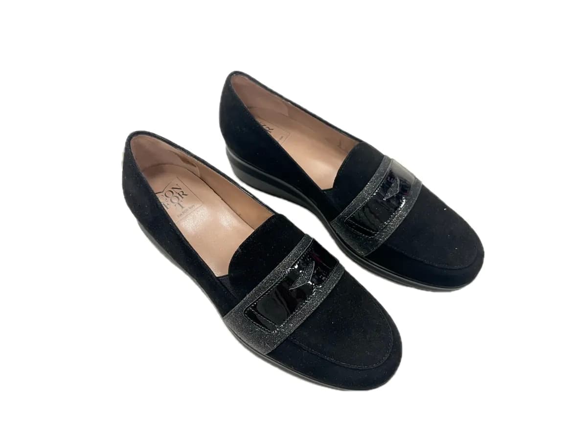 comfort Mocassini donna camoscio nero in Loafer e mocassini Calzature Durello - Agna, commercioVirtuoso.it