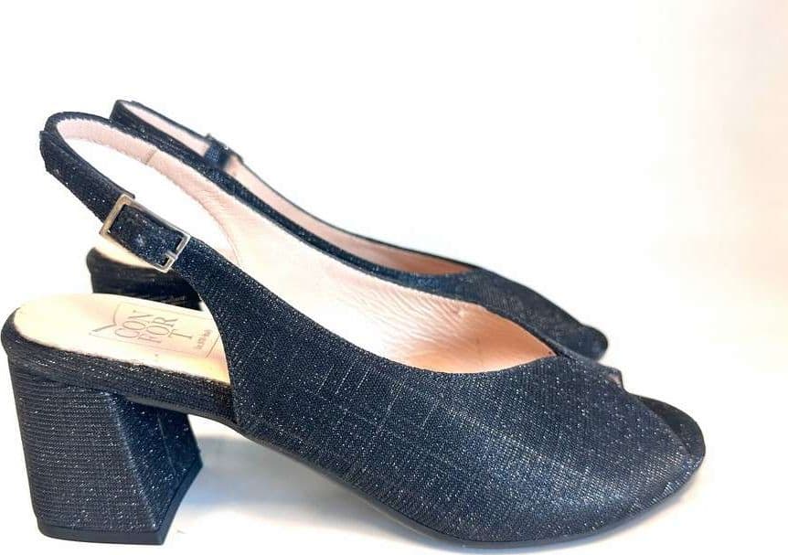 comfort Sandalo donna accollato in lurex nero tacco 50 in Sandali moda Calzature Durello - Agna, commercioVirtuoso.it