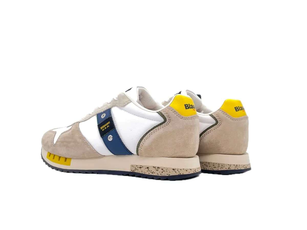 BLAUER Sneakers Uomo Queens01 White Beige in Sneaker casual Calzature Durello - Agna, commercioVirtuoso.it
