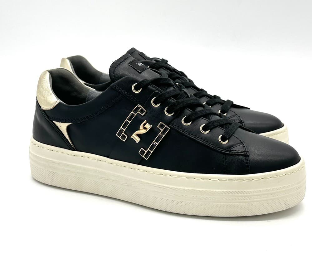 NERO GIARDINI Sneakers donna pelle nera etoile miele - 5
