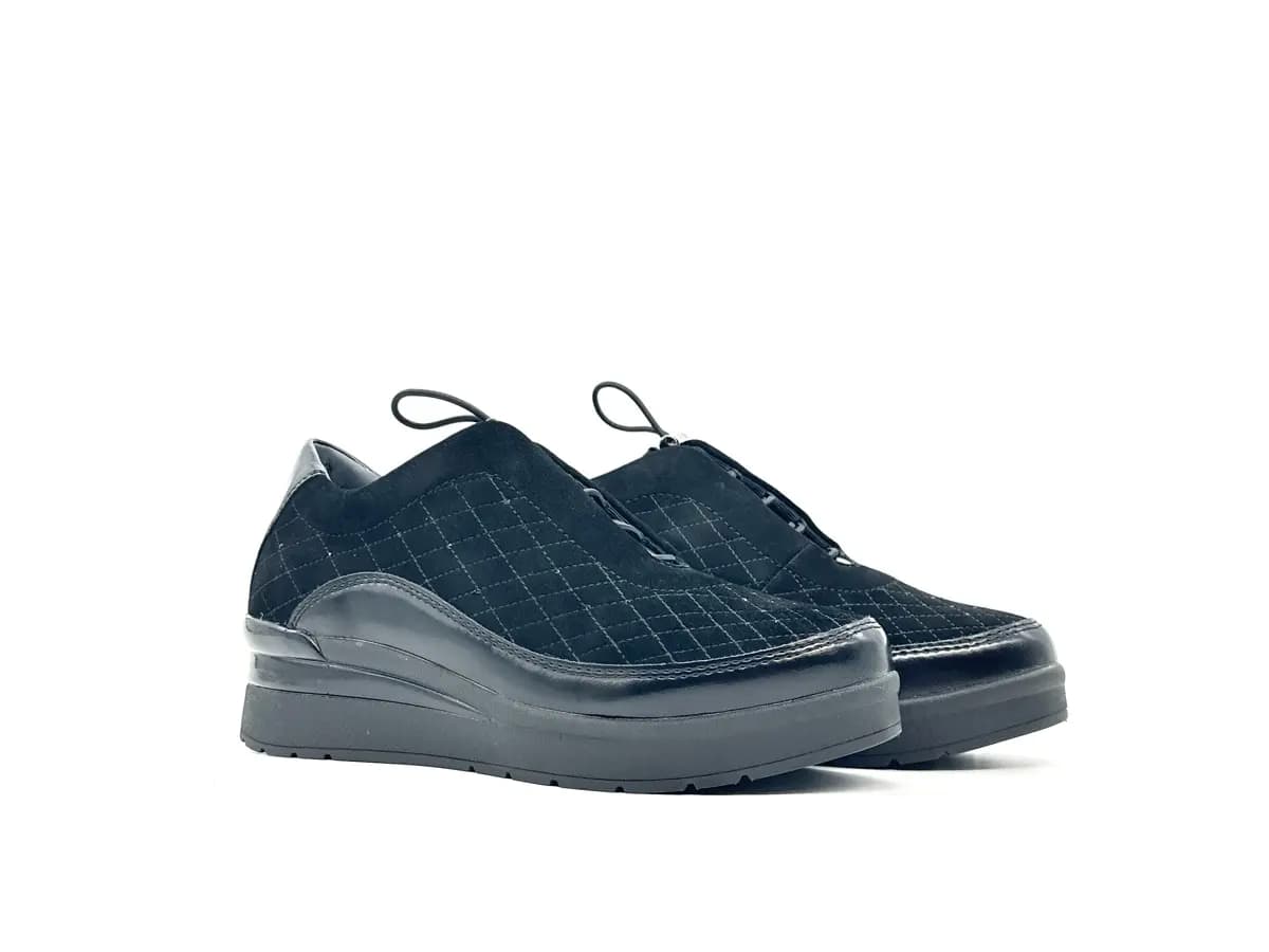 Stonefly sneaker donna pelle e tessuto nero comfort suola ammortizzata - 6