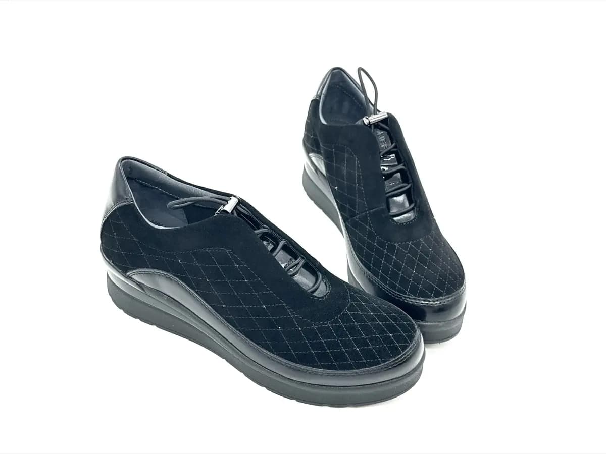 Stonefly sneaker donna pelle e tessuto nero comfort suola ammortizzata - 5