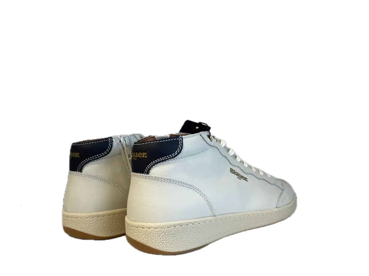 BLAUER Sneakers alta uomo Murray 02 in pelle white in Sneaker casual Calzature Durello - Agna, commercioVirtuoso.it