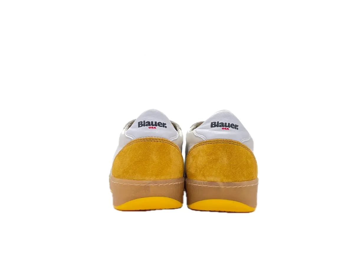 BLAUER Sneakers Murray Uomo White Ochre in Sneaker casual Calzature Durello - Agna, commercioVirtuoso.it