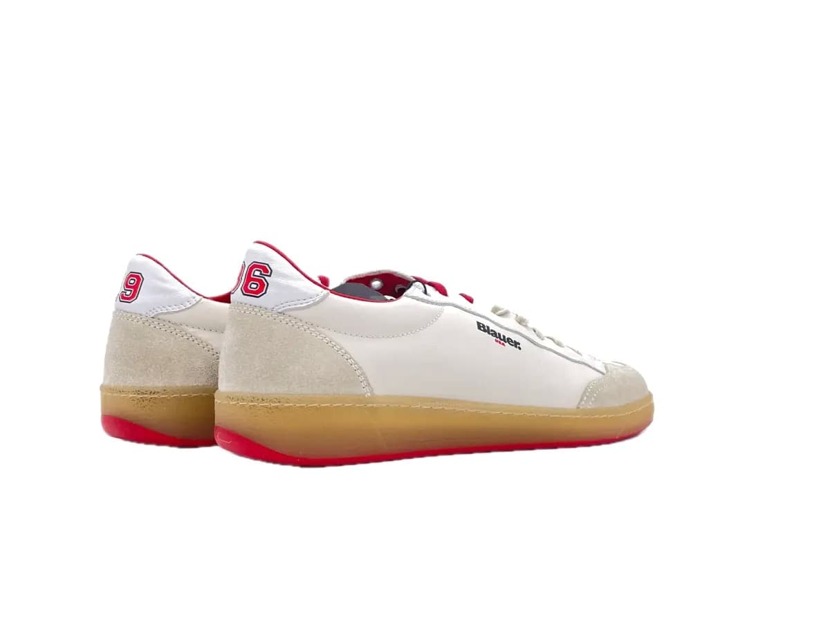 BLAUER Sneakers Murray Uomo White Red in Sneaker casual Calzature Durello - Agna, commercioVirtuoso.it