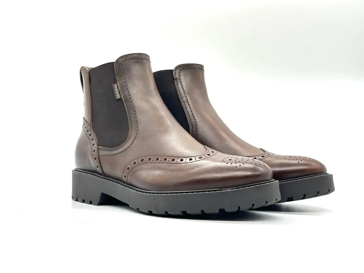 NeroGiardini Chelsea donna in pelle marrone brogue - 6