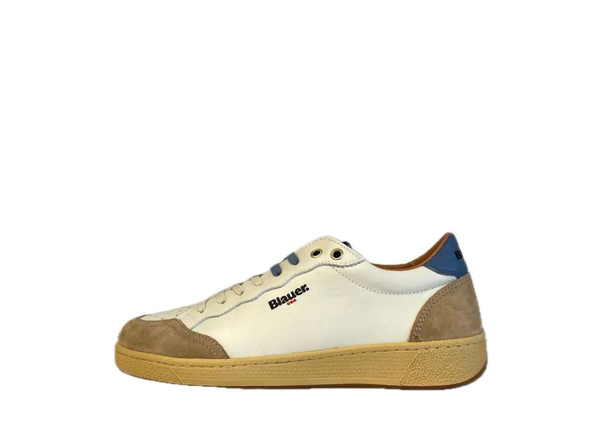 BLAUER Sneakers uomo Murray 01 Pelle White Brown in Sneaker casual Calzature Durello - Agna, commercioVirtuoso.it