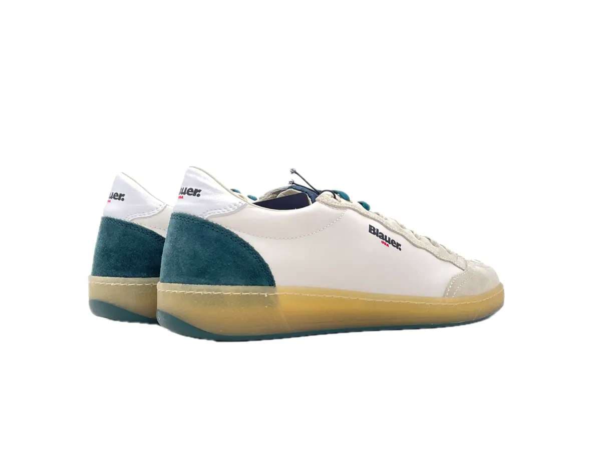 BLAUER Sneakers Murray Uomo White Green in Sneaker casual Calzature Durello - Agna, commercioVirtuoso.it