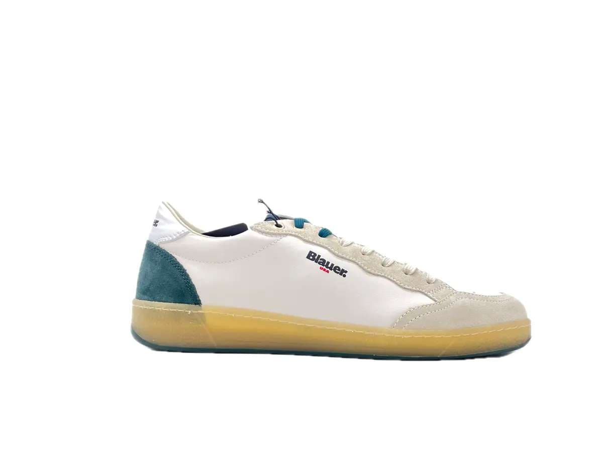 BLAUER Sneakers Murray Uomo White Green in Sneaker casual Calzature Durello - Agna, commercioVirtuoso.it