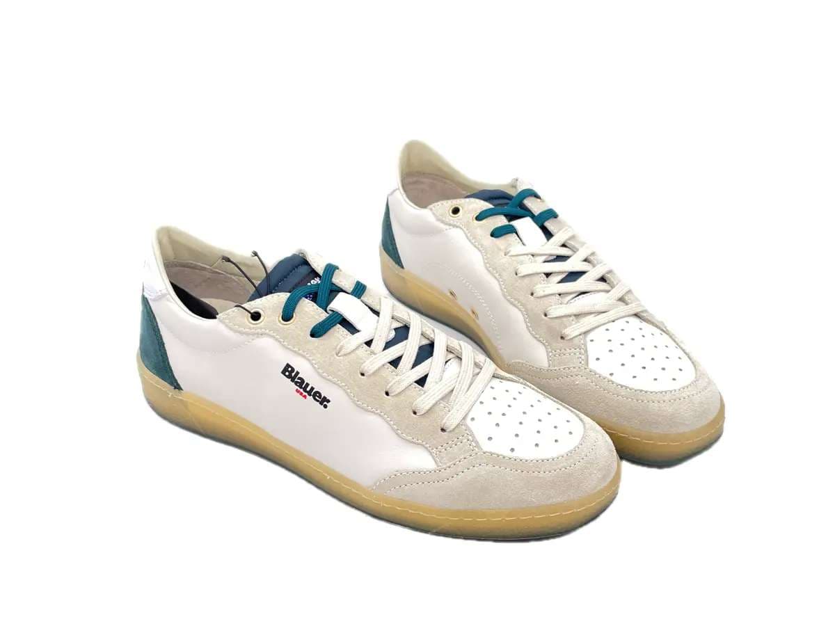 BLAUER Sneakers Murray Uomo White Green in Sneaker casual Calzature Durello - Agna, commercioVirtuoso.it