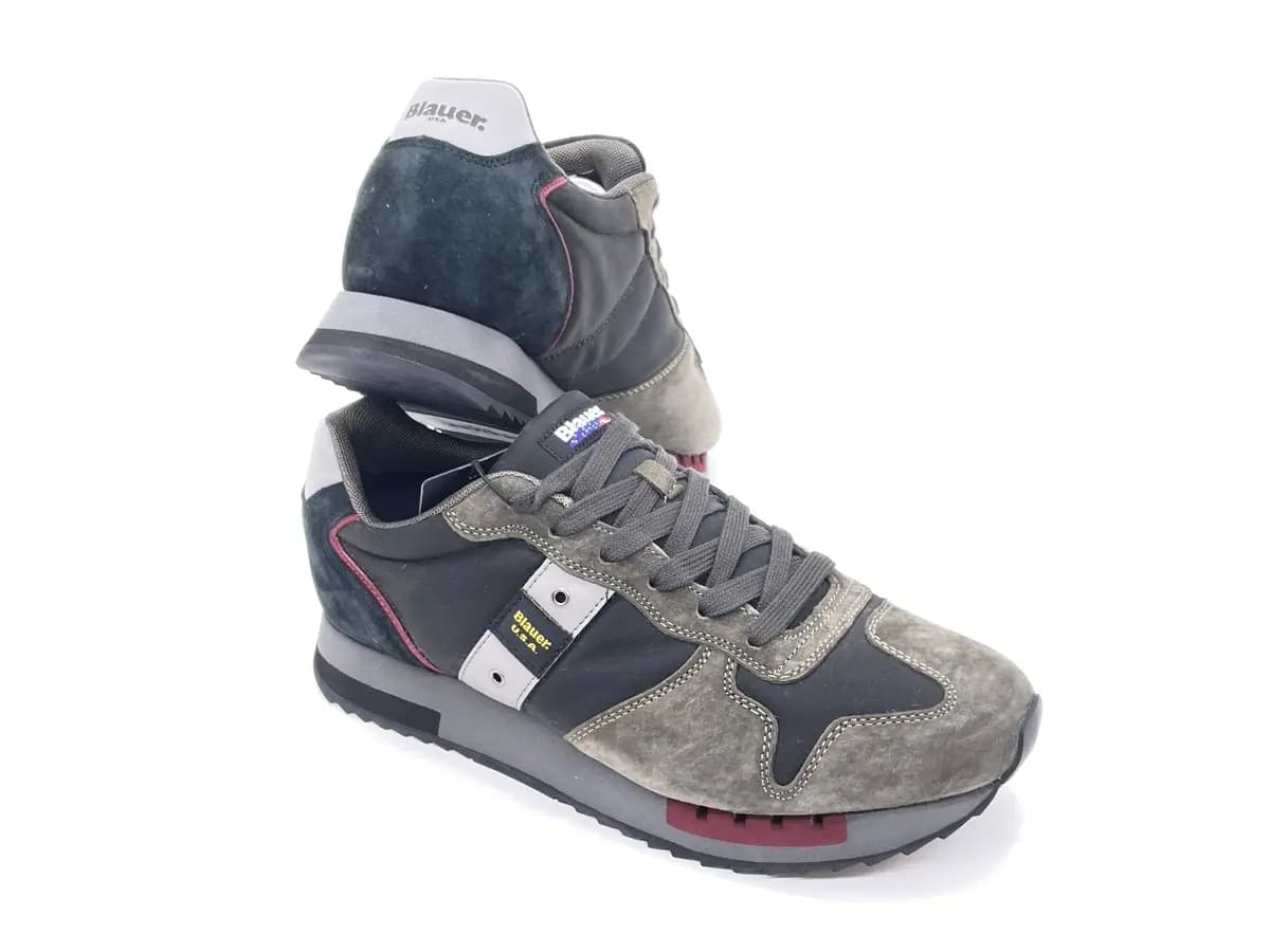 BLAUER Sneakers uomo QUEENS01 in pelle scamosciata e tessuto Black Military in Sneaker casual Calzature Durello - Agna, commercioVirtuoso.it