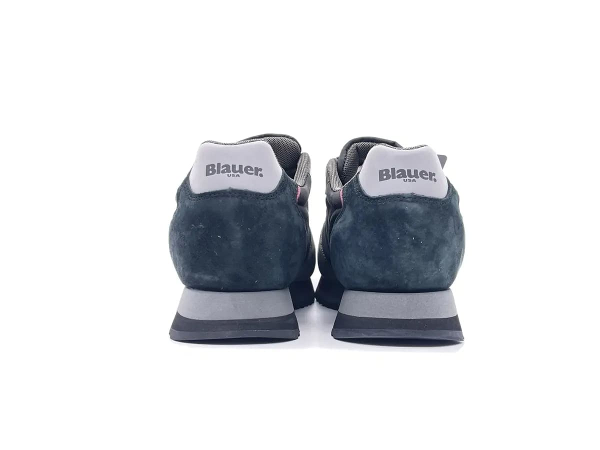 BLAUER Sneakers uomo QUEENS01 in pelle scamosciata e tessuto Black Military - 6