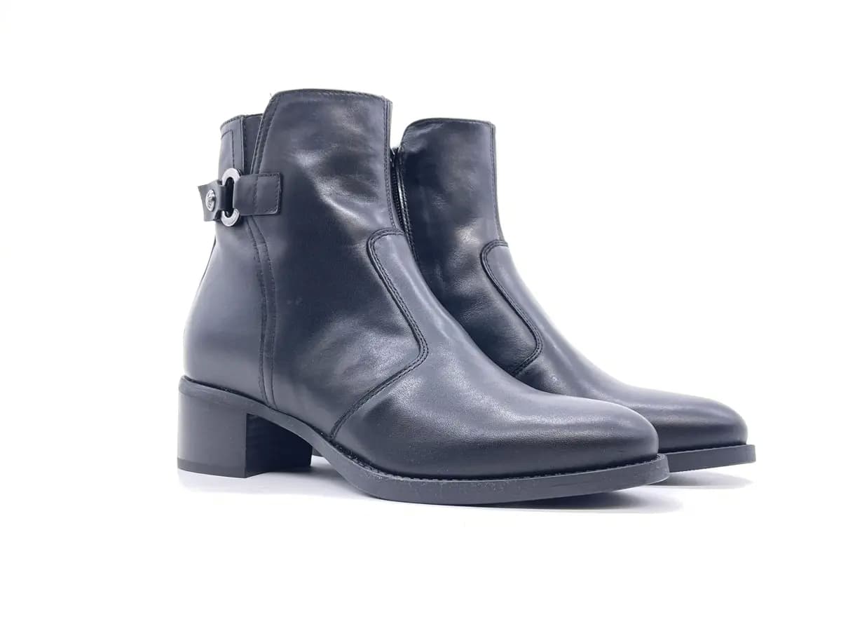 NeroGiardini Stivaletto  donna pelle nera tacco basso zip laterale - 6