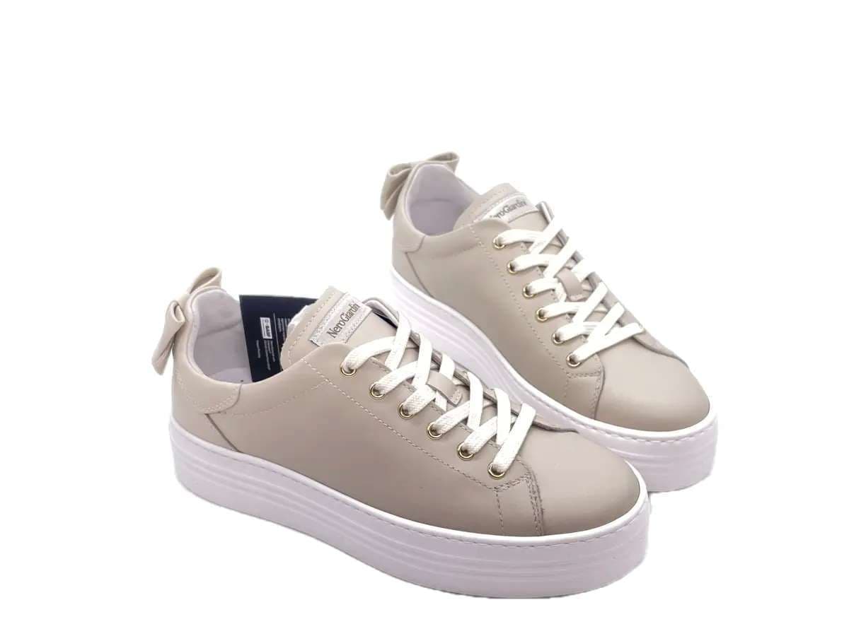 NERO GIARDINI Sneakers con fiocco Donna Milk - 7