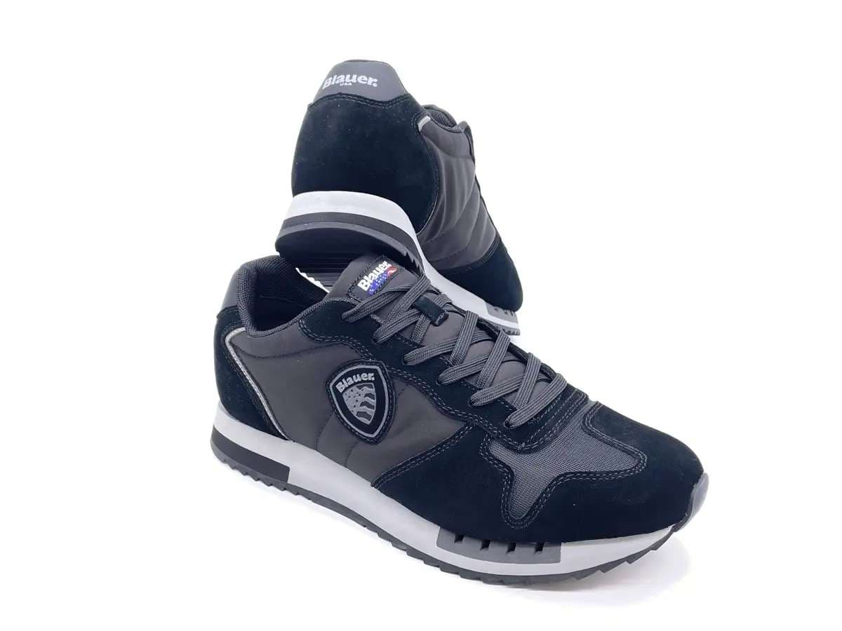 BLAUER Sneakers uomo QUEENS05 in camoscio e tessuto black in Sneaker casual Calzature Durello - Agna, commercioVirtuoso.it