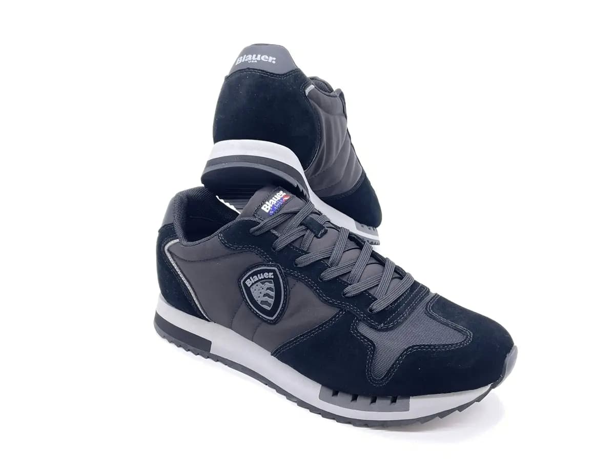 BLAUER Sneakers uomo QUEENS05 in camoscio e tessuto black in Sneaker casual Calzature Durello - Agna, commercioVirtuoso.it