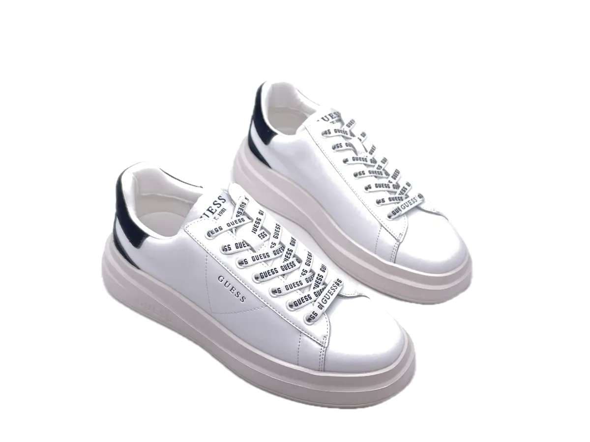 GUESS Sneakers Uomo white black con stringhe logate in Sneaker casual Calzature Durello - Agna, commercioVirtuoso.it