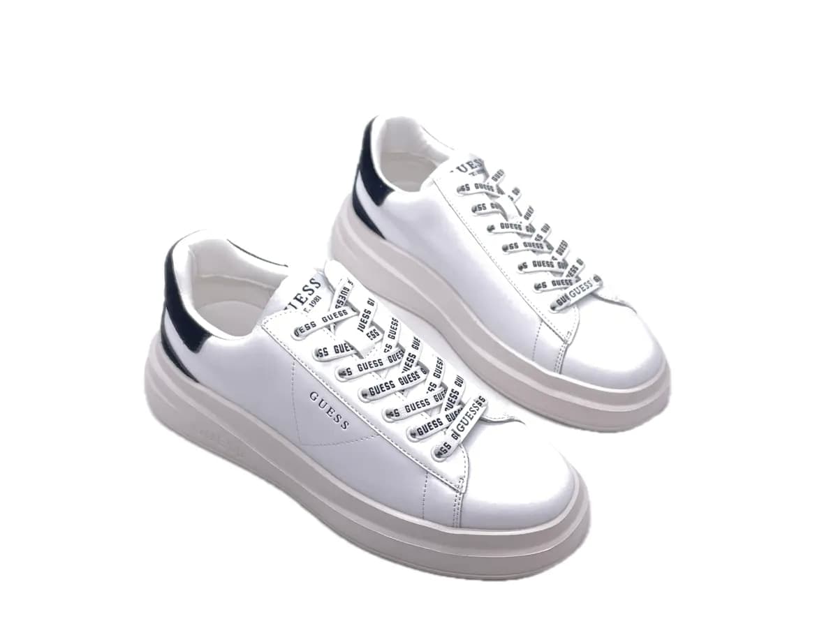 GUESS Sneakers Uomo white black con stringhe logate in Sneaker casual Calzature Durello - Agna, commercioVirtuoso.it