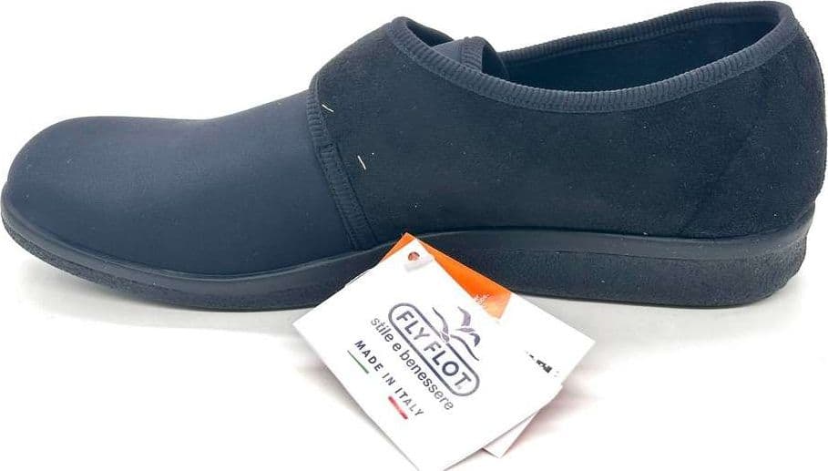 FLY FLOT Pantofola a strappo da uomo nera elasticizzata in Pantofole Calzature Durello - Agna, commercioVirtuoso.it