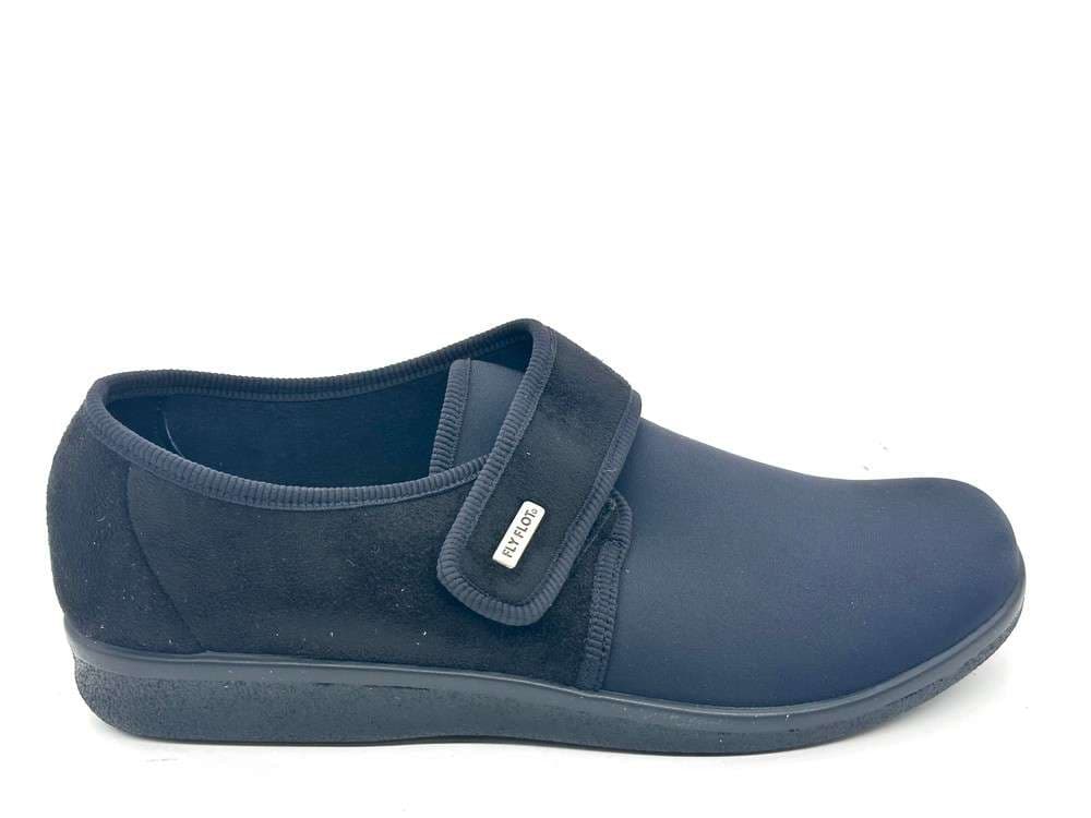 FLY FLOT Pantofola a strappo da uomo nera elasticizzata in Pantofole Calzature Durello - Agna, commercioVirtuoso.it