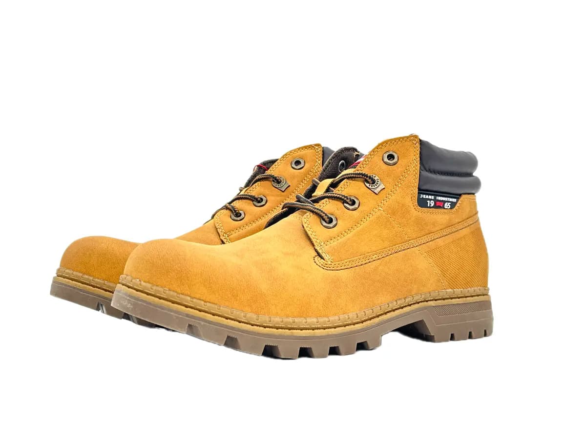 Carrera scarponcini uomo color cuoio in ecopelle con imbottitura e suola carrarmato - 5
