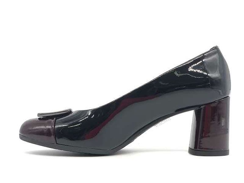 COLETTE Décolleté nero e bordò in pelle vernice - 5