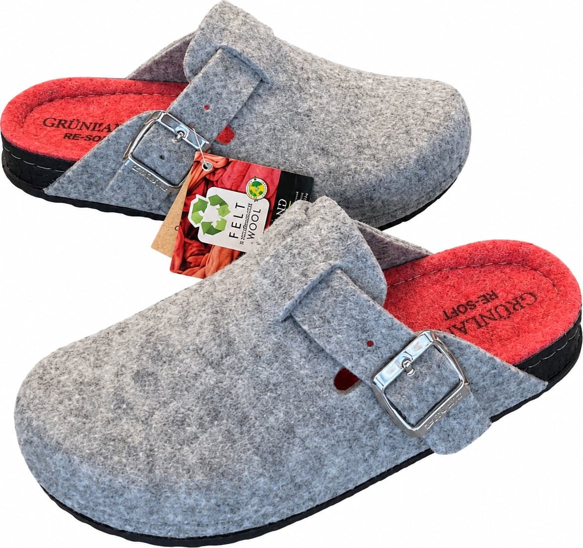 Grunland ciabatte chiuse donna Pila feltro lana rigenerata cenere amarena - 7