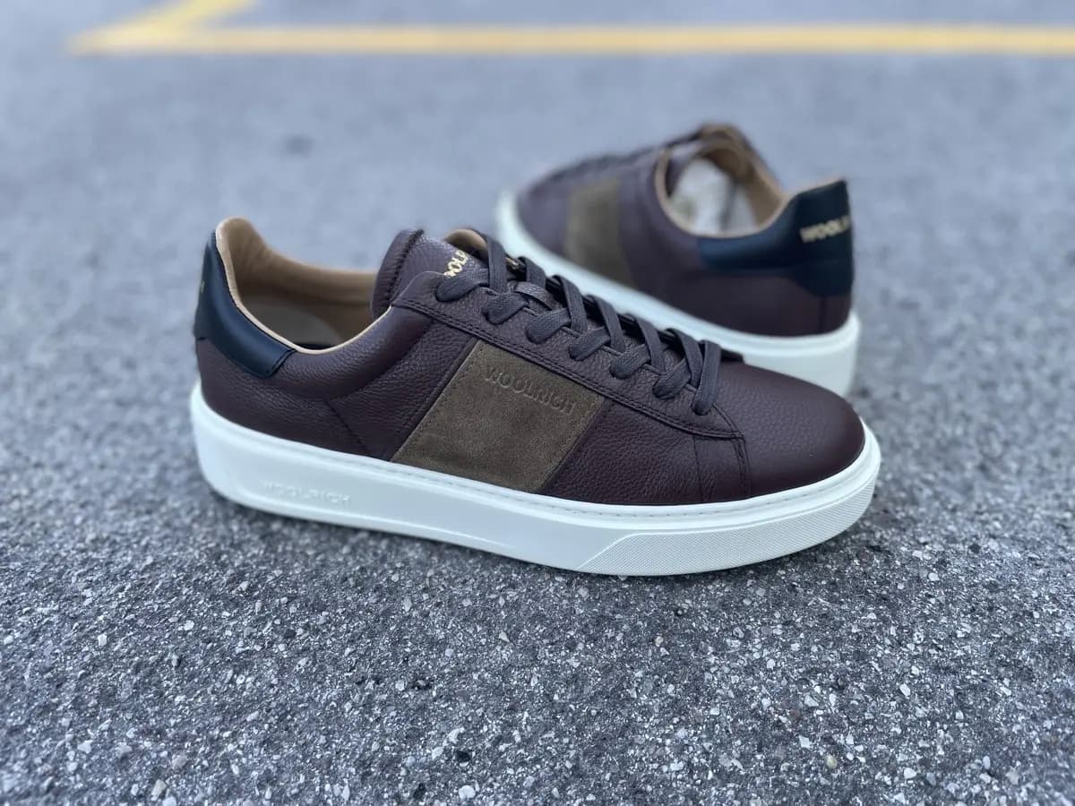 WOOLRICH Sneakers Uomo in Pelle Marrone tortora - 7