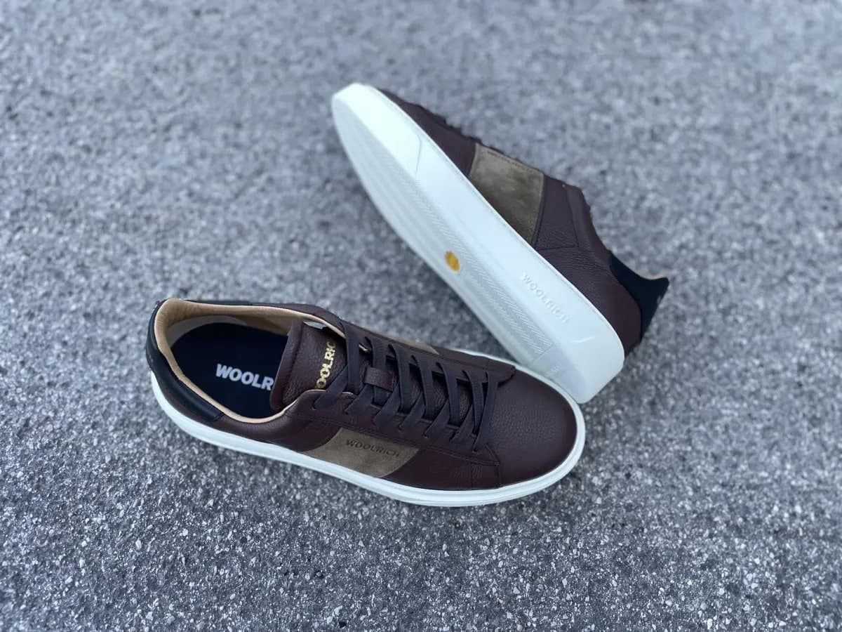 WOOLRICH Sneakers Uomo in Pelle Marrone tortora in Sneaker casual Calzature Durello - Agna, commercioVirtuoso.it