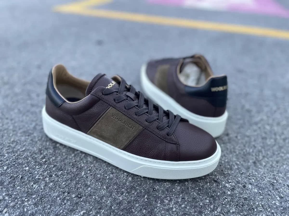 WOOLRICH Sneakers Uomo in Pelle Marrone tortora in Sneaker casual Calzature Durello - Agna, commercioVirtuoso.it