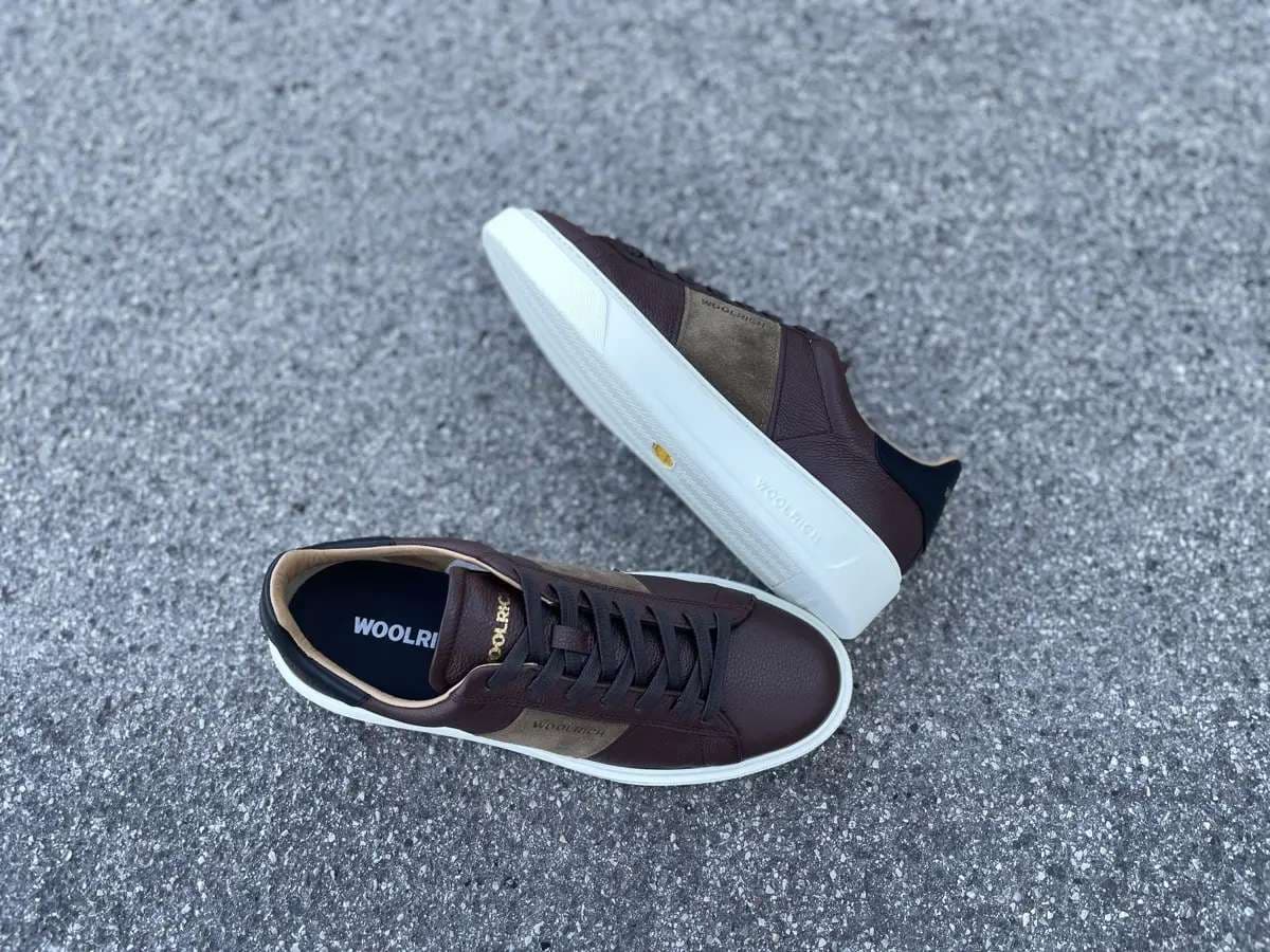 WOOLRICH Sneakers Uomo in Pelle Marrone tortora in Sneaker casual Calzature Durello - Agna, commercioVirtuoso.it