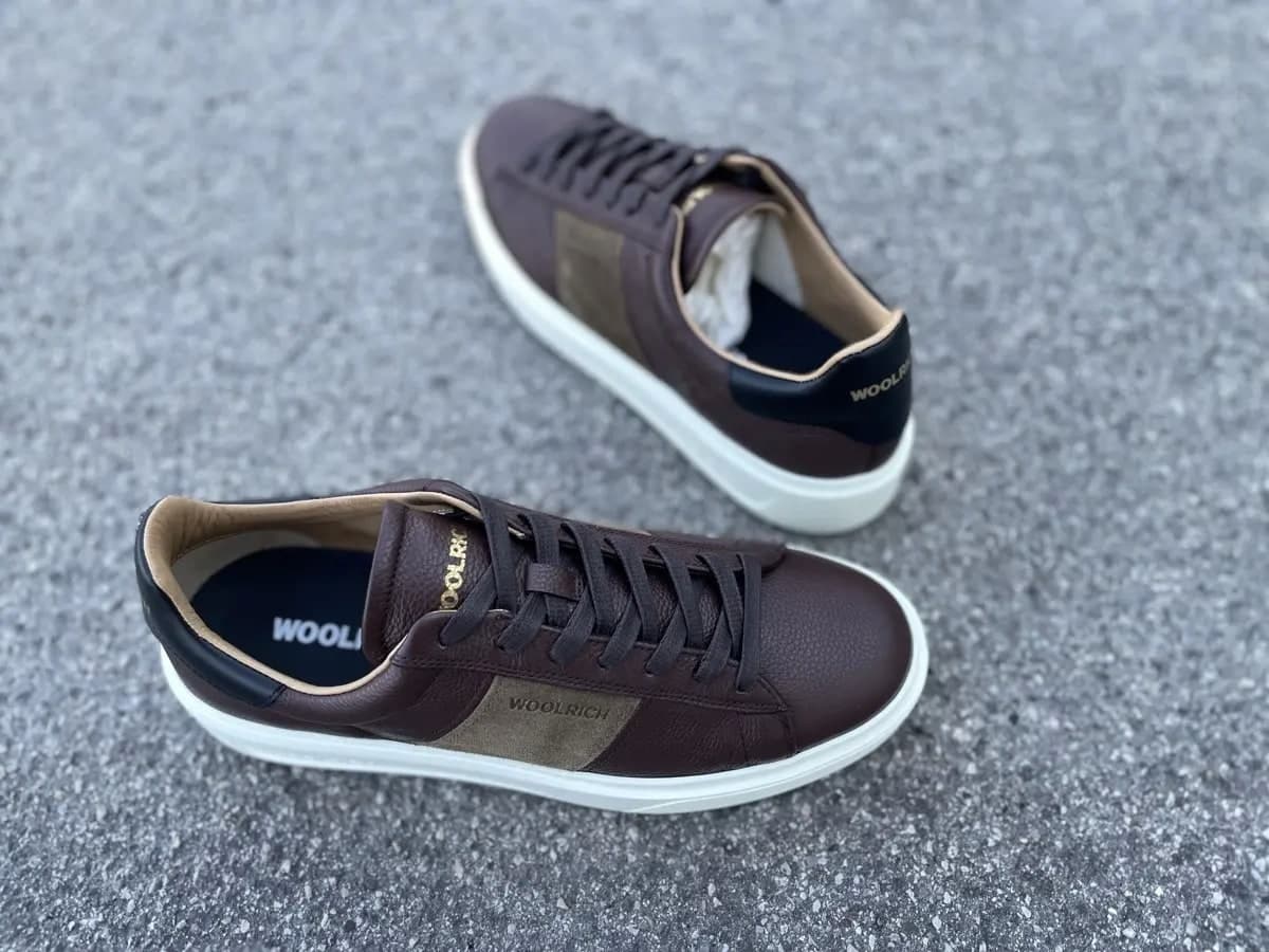 WOOLRICH Sneakers Uomo in Pelle Marrone tortora in Sneaker casual Calzature Durello - Agna, commercioVirtuoso.it