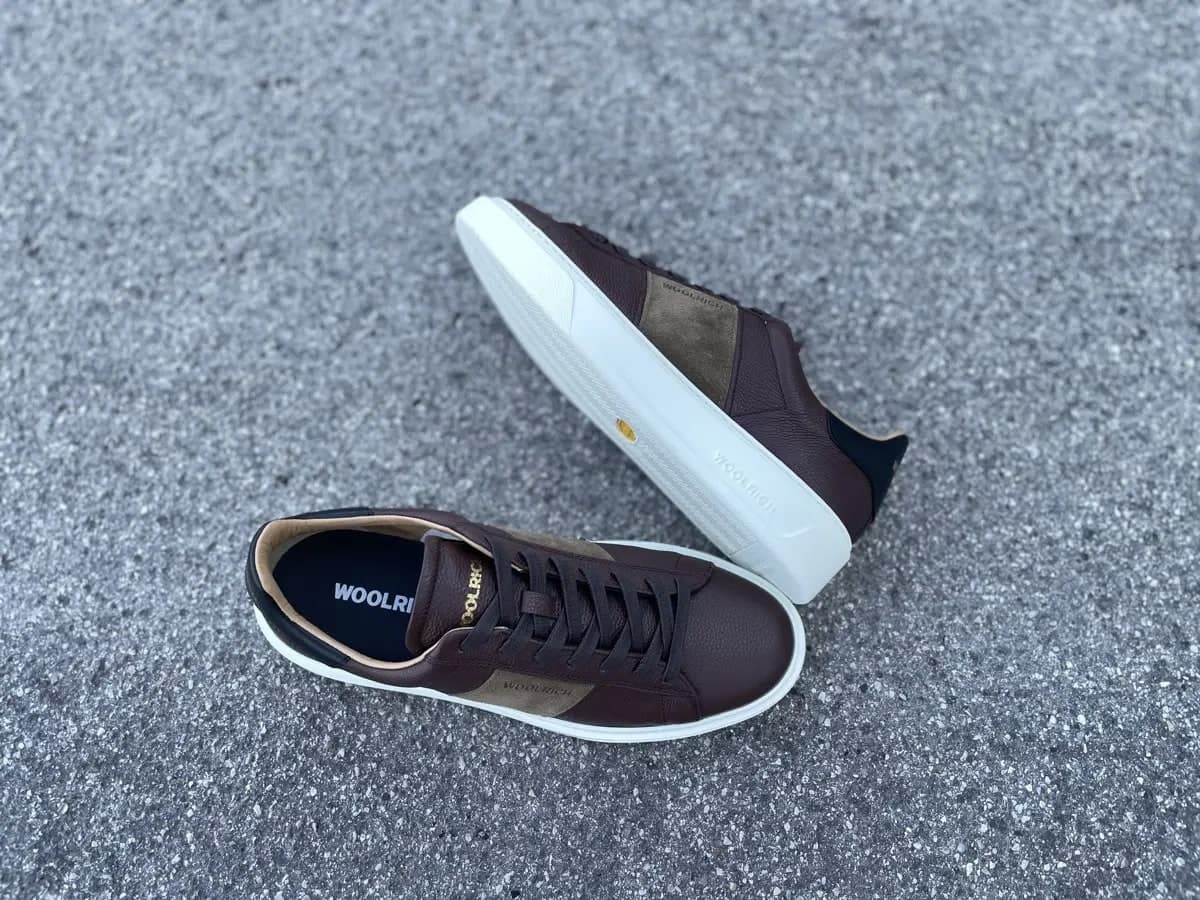 WOOLRICH Sneakers Uomo in Pelle Marrone tortora in Sneaker casual Calzature Durello - Agna, commercioVirtuoso.it