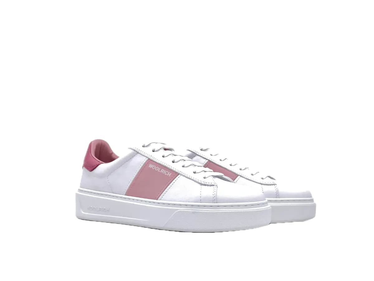 WOOLRICH Sneakers donna pelle bianco e rosa - 5