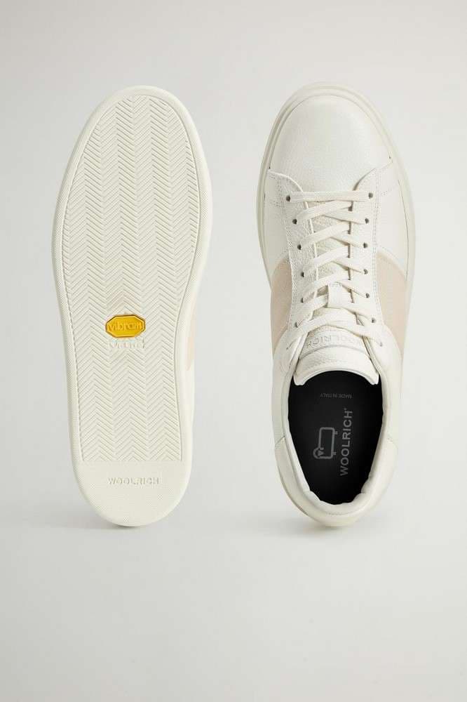 WOOLRICH Sneakers uomo in pelle beige in Sneaker casual Calzature Durello - Agna, commercioVirtuoso.it