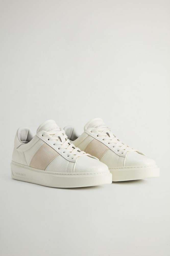 WOOLRICH Sneakers uomo in pelle beige in Sneaker casual Calzature Durello - Agna, commercioVirtuoso.it