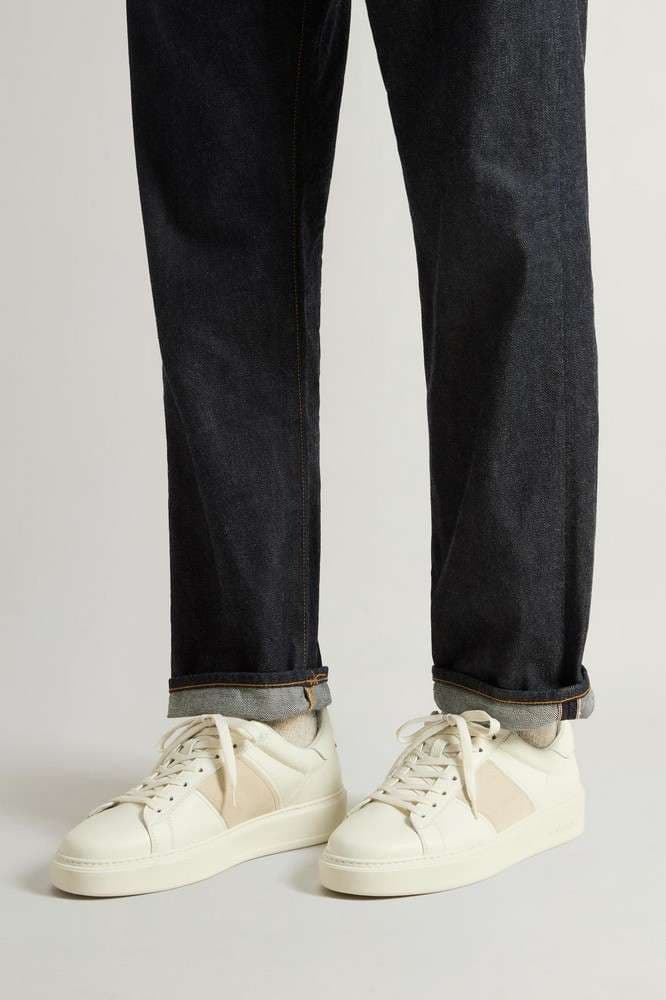 WOOLRICH Sneakers uomo in pelle beige in Sneaker casual Calzature Durello - Agna, commercioVirtuoso.it