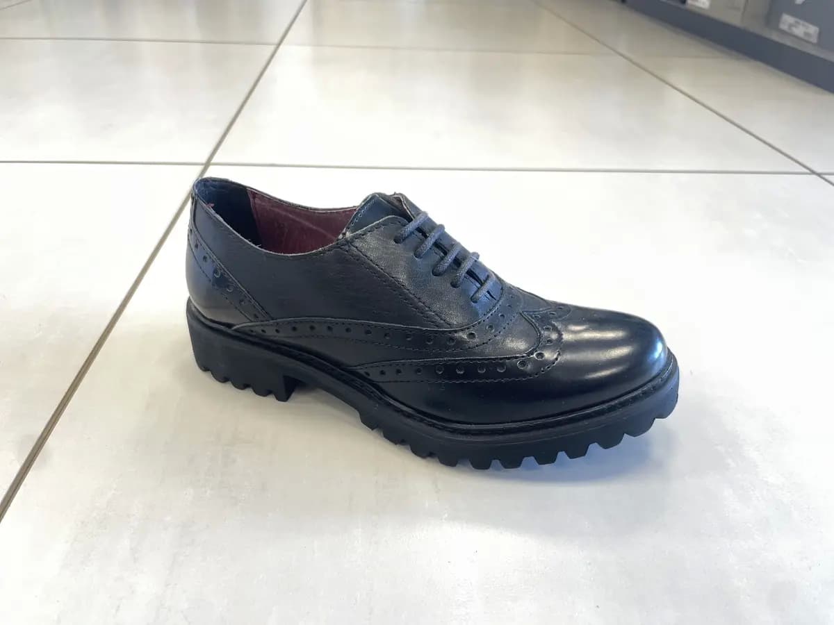TRATTI DI DONNA Francesina Platform in pelle nera abrasivata e opaca - 4