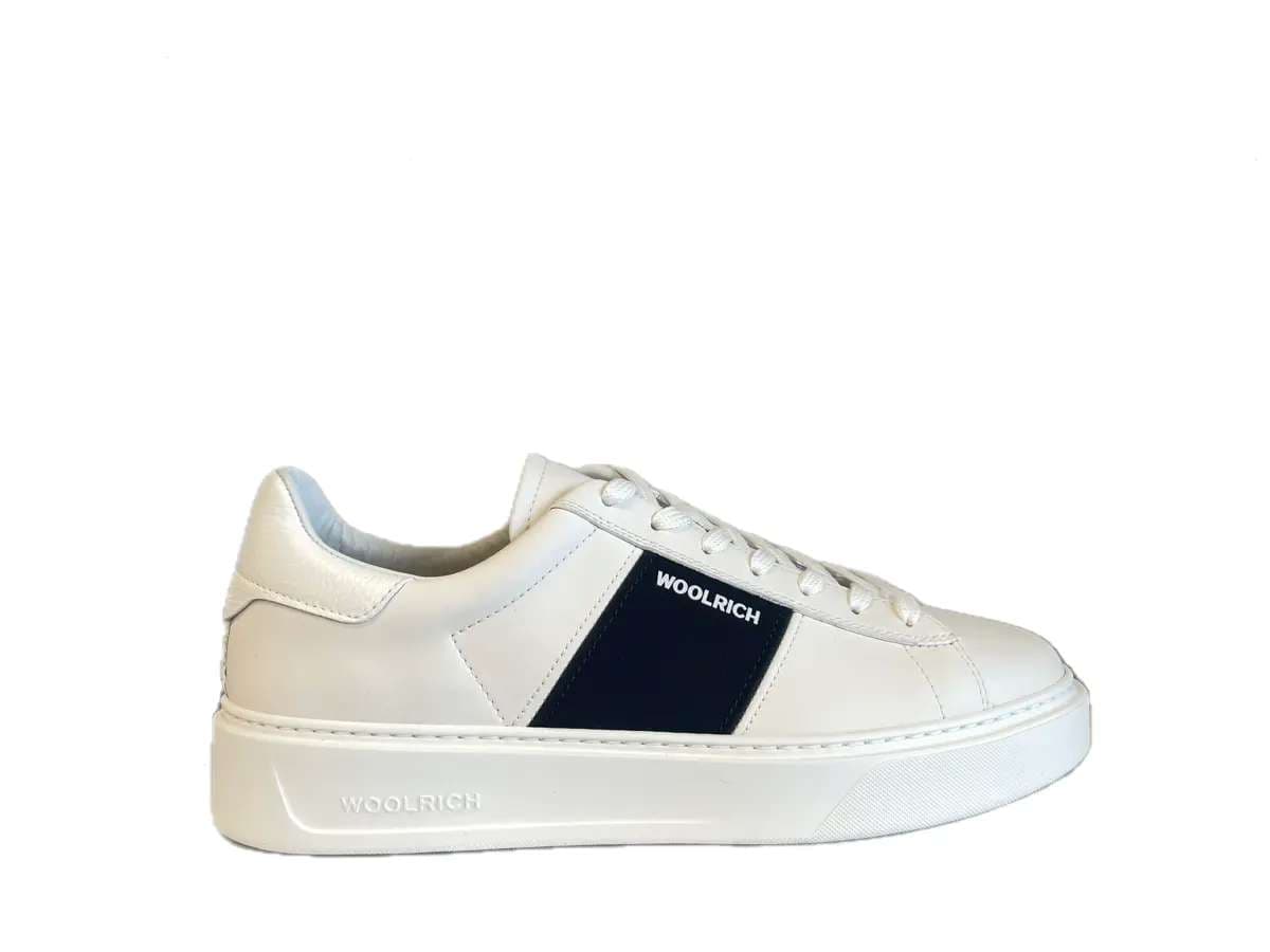 WOOLRICH Sneakers uomo pelle bianco blu in Sneaker casual Calzature Durello - Agna, commercioVirtuoso.it