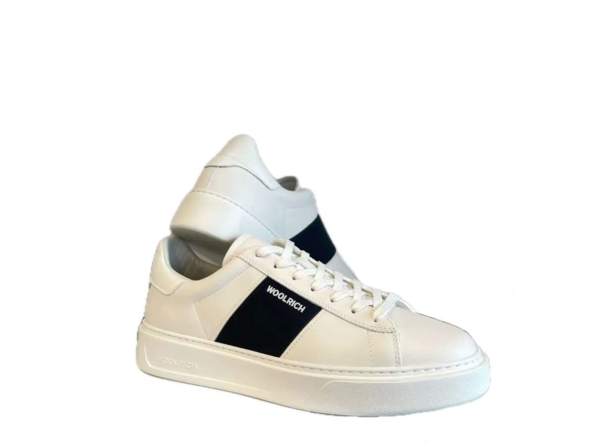 WOOLRICH Sneakers uomo pelle bianco blu - 5